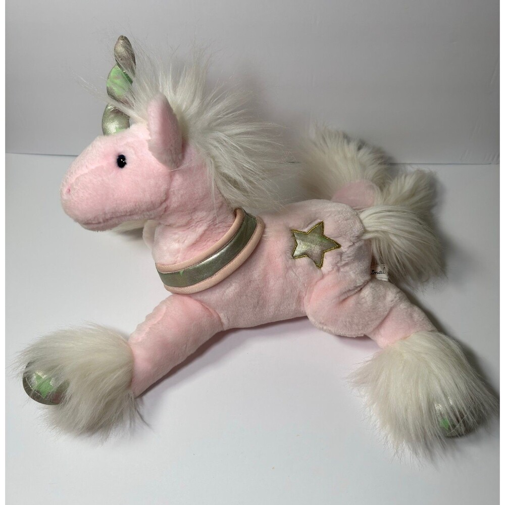Vintage Animal Alley Pink Unicorn Plush Gold Star Toys R Us Stuffed Animal 2007
